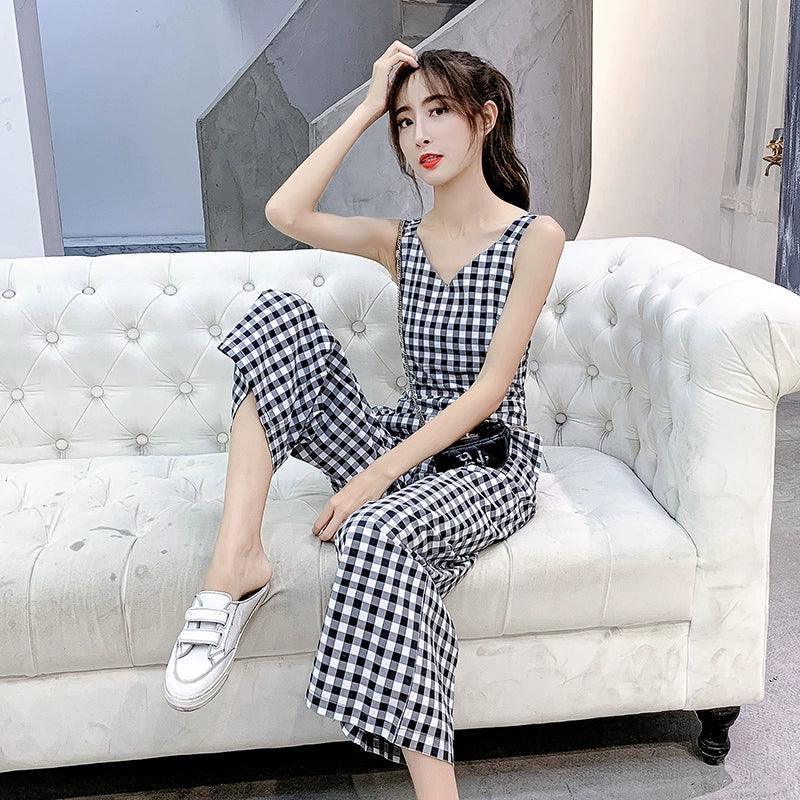 Korean Style High-Waist Wide-Leg Jumpsuit for Women - ClubOn