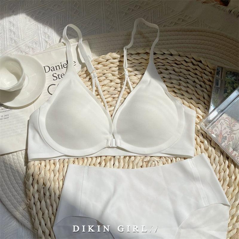 Front Buckle Glossy Bra Set for Small Chests - ClubOn