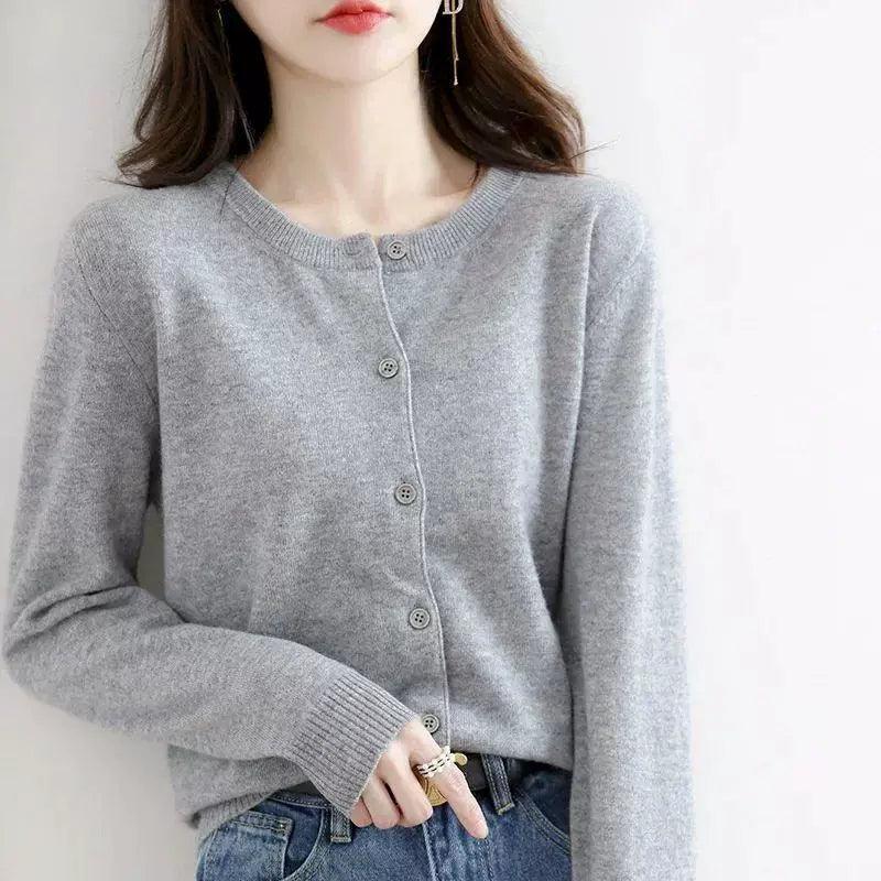 Women’s Cardigan Sweater - O-Neck Knitted Cashmere for Autumn & Winter - ClubOn