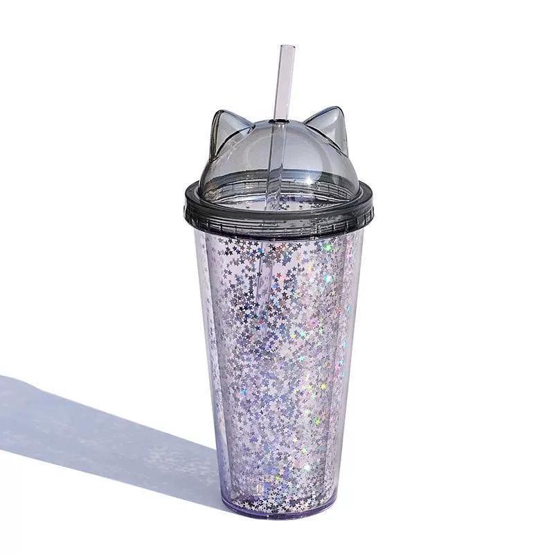 420ml Cat Ear Water Bottle for Girls – BPA-Free with Sequins - ClubOn