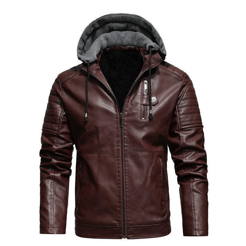 Men’s Slim Fit Leather Jacket – Winter Biker Coat - ClubOn