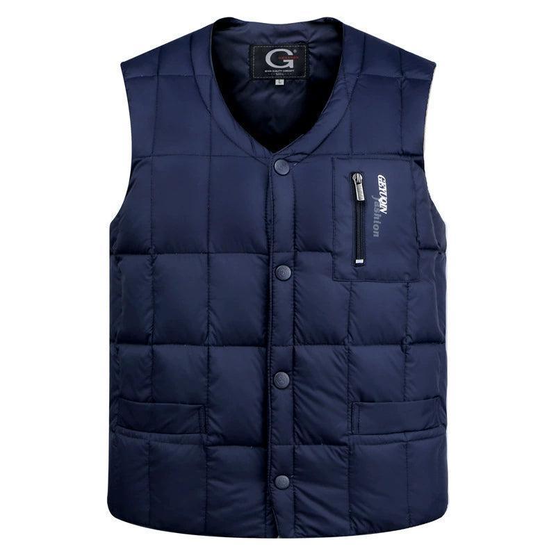 Men’s White Duck Down Jacket Vest – Warm Sleeveless Winter Coat - ClubOn