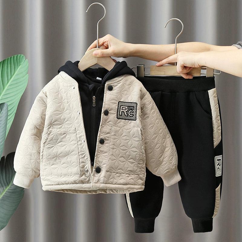 Velvet Hooded Jacket & Pants Set for Boys - Winter - ClubOn