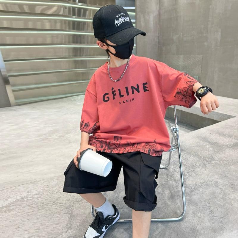 Boys Summer Short-Sleeved Suit – Cool Two-Piece Set - ClubOn