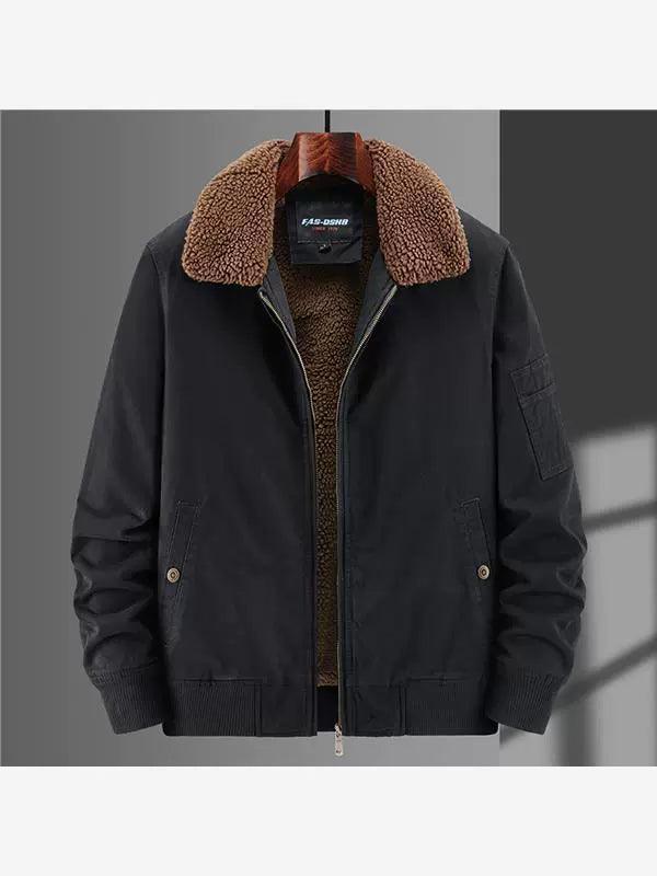 Men’s Winter Flight Jacket – Velvet and Cotton-Padded Coat - ClubOn
