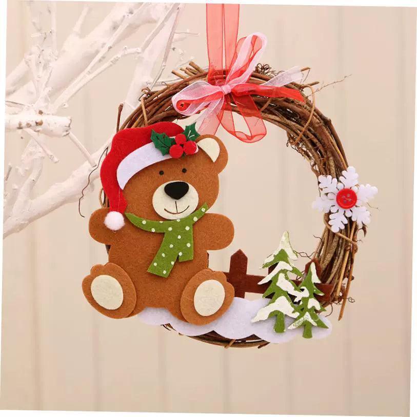 Christmas Wooden Rattan Wreath | Festive Garland for Holiday Decor - ClubOn