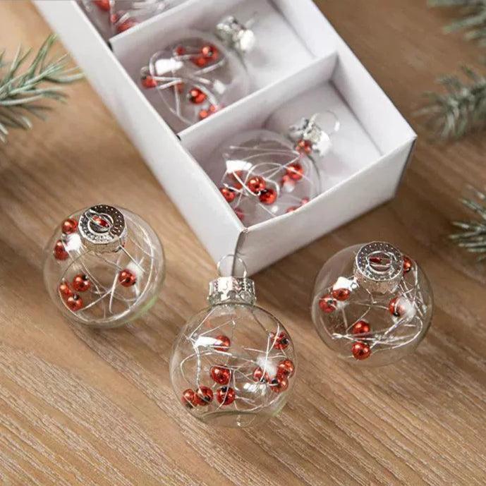 Christmas Transparent Snowflake Sequin Colored Ball Ornament - ClubOn