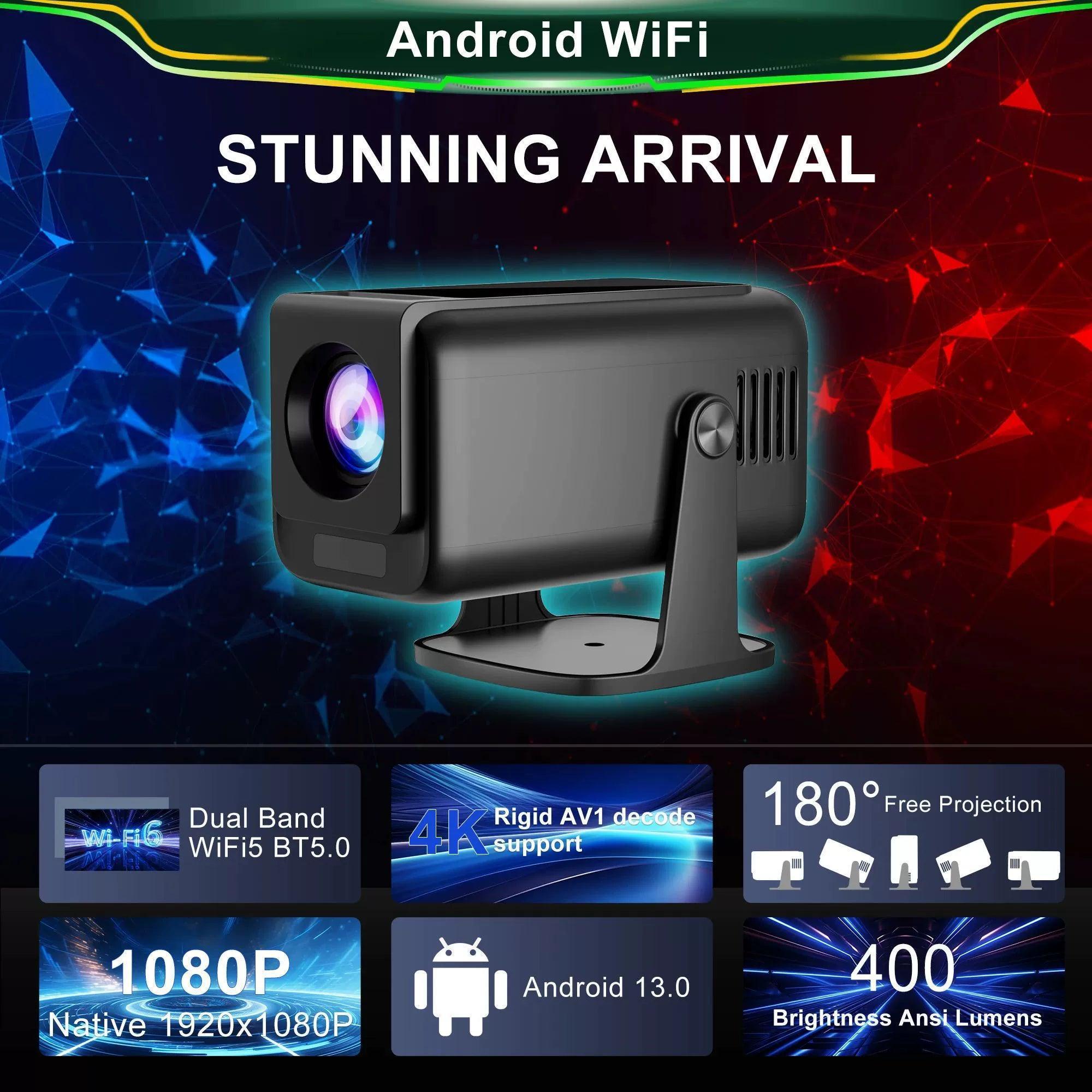 HP320 Projector 1920X1080P Android 13 WiFi Smart Home Cinema - ClubOn