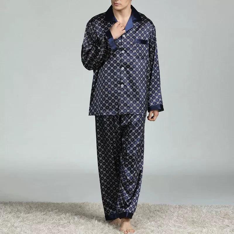 Men's Satin Silk Pajama Sets – Casual Sleepwear Nightgown, Loose Fit - ClubOn