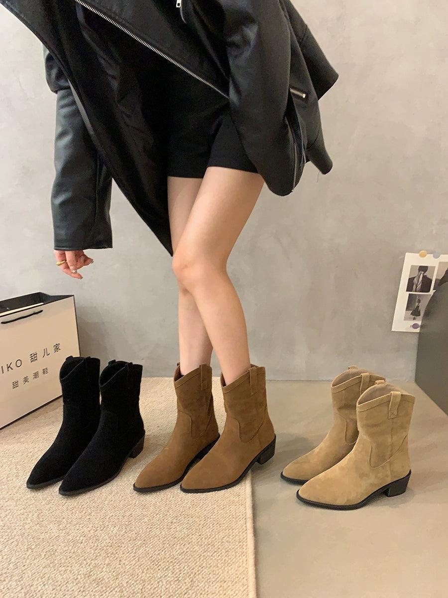 Retro Brown Cowhide Cowboy Boots for Women – 2024 Collection - ClubOn