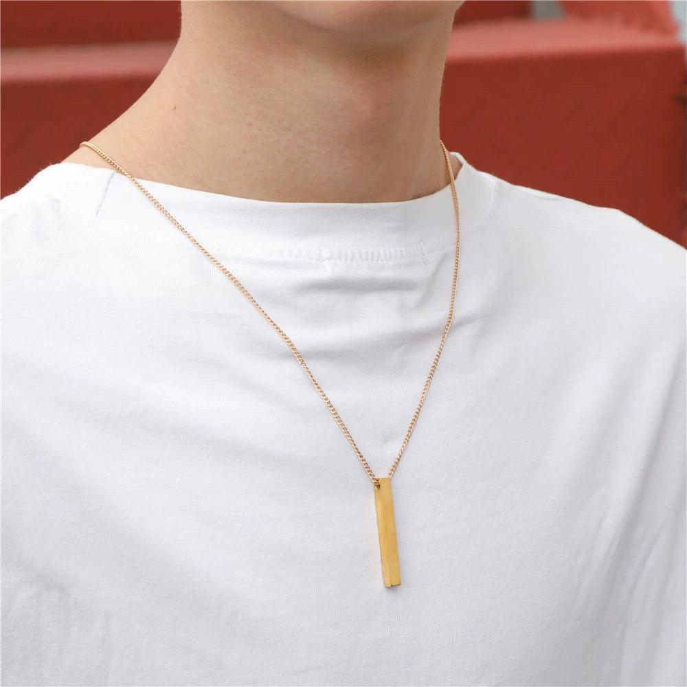 Hot Classic Rectangle Pendant Necklace for Men – Stainless Steel - ClubOn