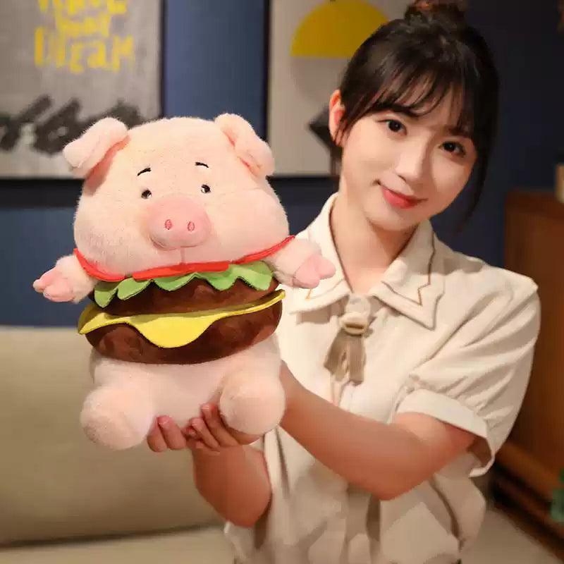 Stuffed Pig Doll – Adorable Hamburger Pig Plush Toy - ClubOn