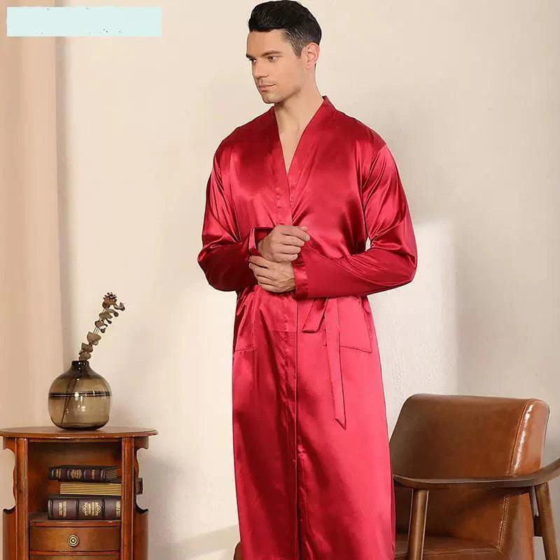 Men's Cardigan Nightgown Loose Robe – Long-Sleeved Comfort - ClubOn