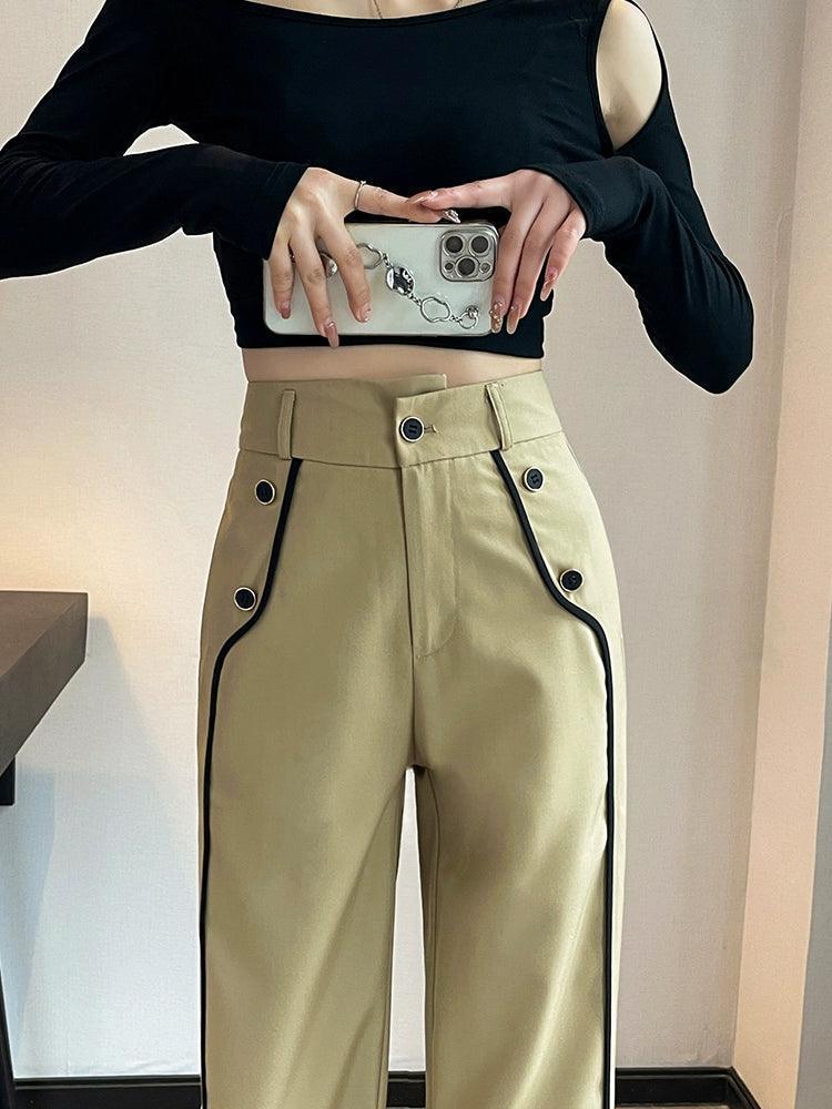 Side Striped Casual Suit Pants for Women – Spring & Autumn - ClubOn