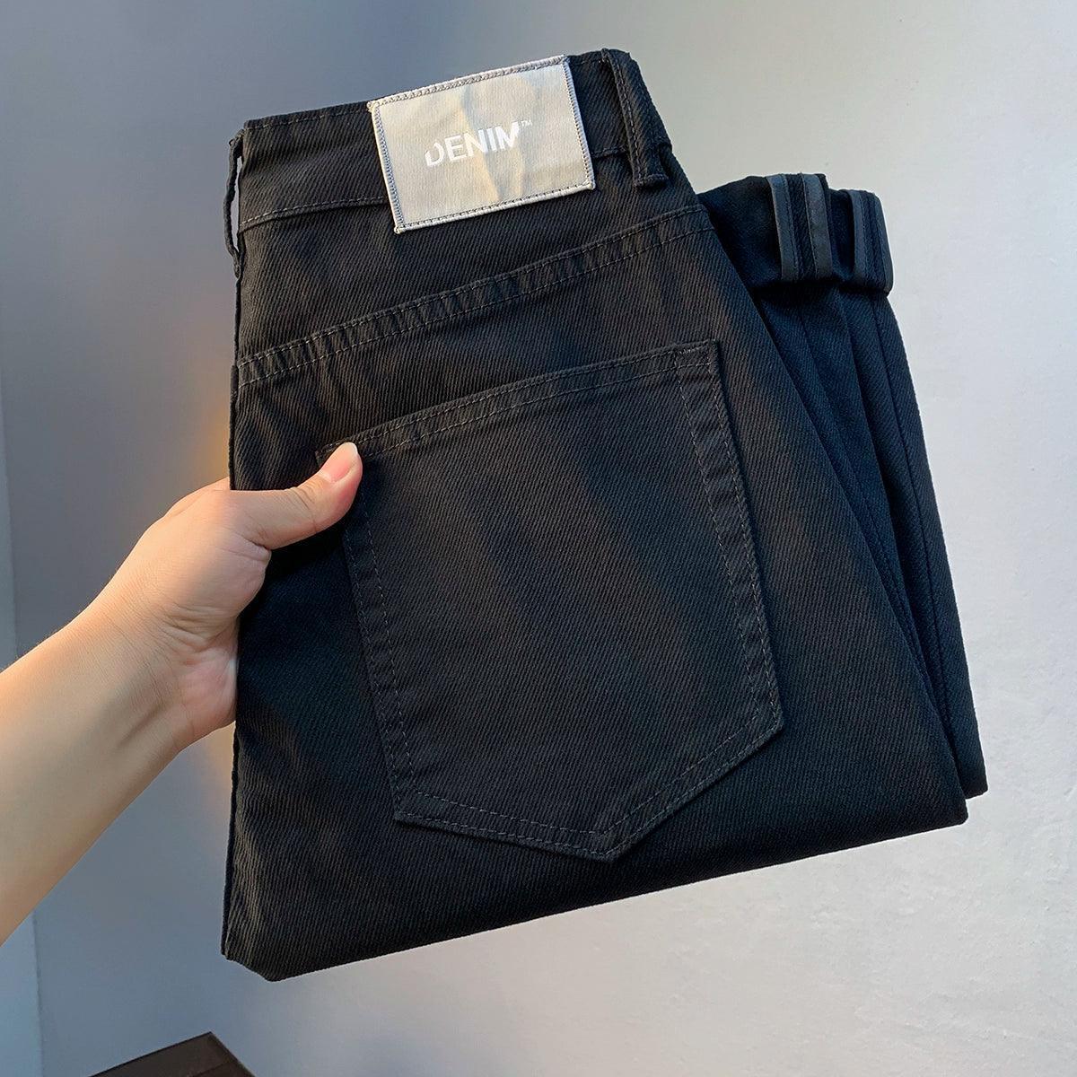 Men’s Casual Beige Jeans – Slim Straight Fit, High-End Autumn & Winter Pants - ClubOn