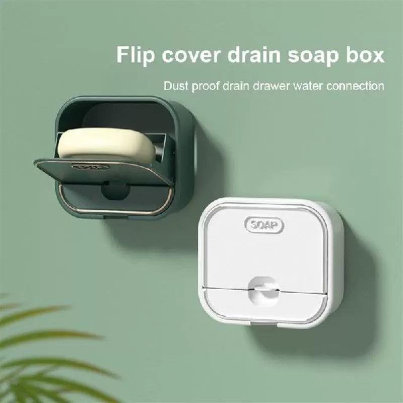 Wall-Mounted Flip-Top Soap Dish – Dustproof Draining Bathroom Holder - ClubOn