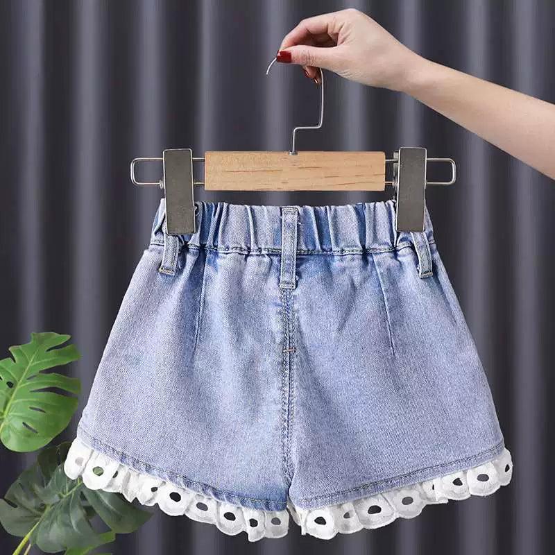 Girls' Summer Denim Shorts – Western Style Chic - ClubOn