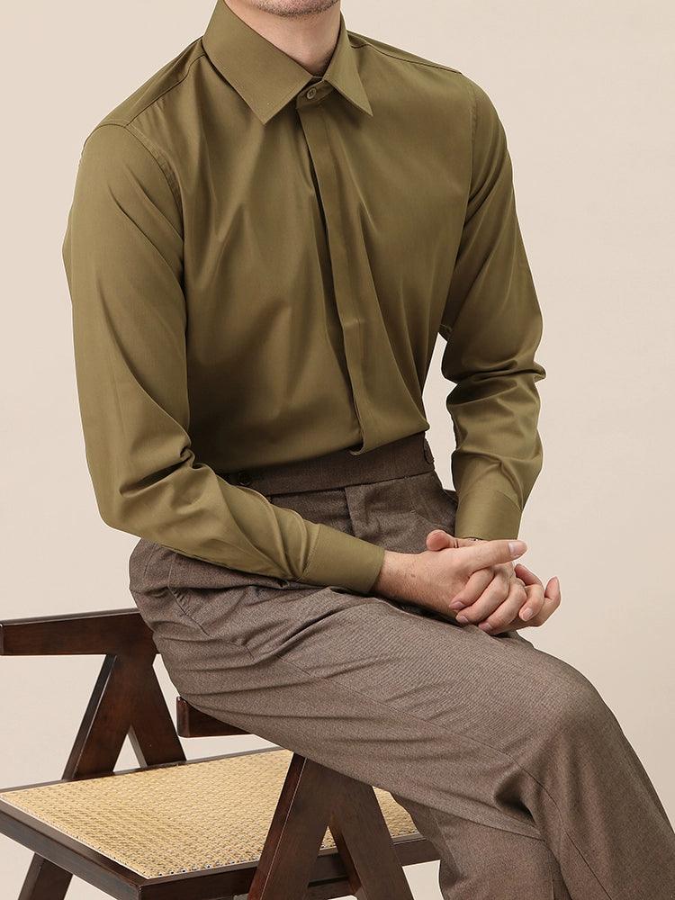 Casual Elegant Wide Collar Gentleman Non-Iron Long-Sleeved Shirt, Men's Fashion High-End Business Commuting Formal Shirt Trend - ClubOn