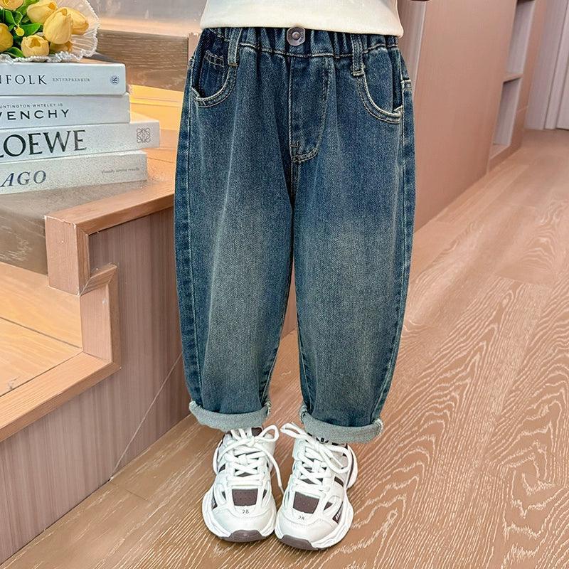 Girls' Loose Soft Jeans – Fashionable Baby Casual Wear for Spring & Autumn - ClubOn