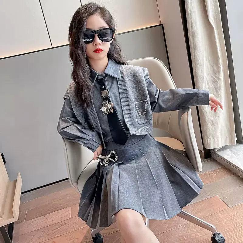 Spring & Autumn Student Girls’ JK Uniform – College Style Suit - ClubOn