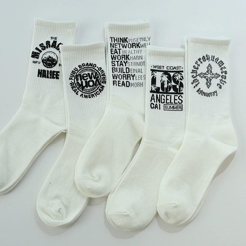 Men’s Trendy High Tube Sports Socks – Deodorant, Thin Spring, White, Medium/Long Tube - ClubOn