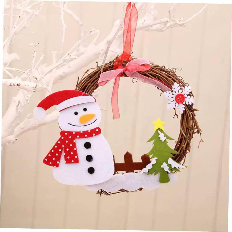 Christmas Wooden Rattan Wreath | Festive Garland for Holiday Decor - ClubOn