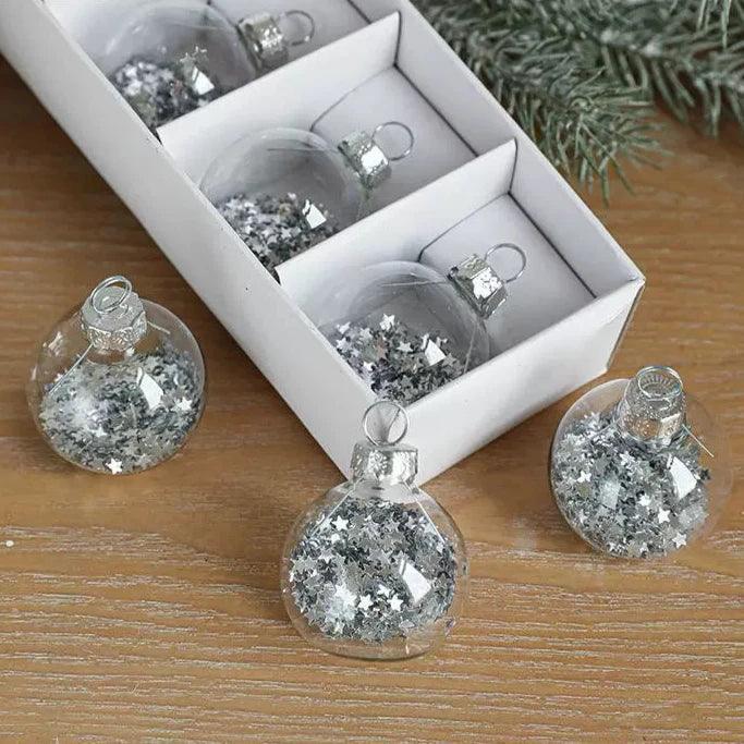 Christmas Transparent Snowflake Sequin Colored Ball Ornament - ClubOn