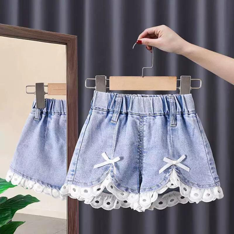Girls' Summer Denim Shorts – Western Style Chic - ClubOn