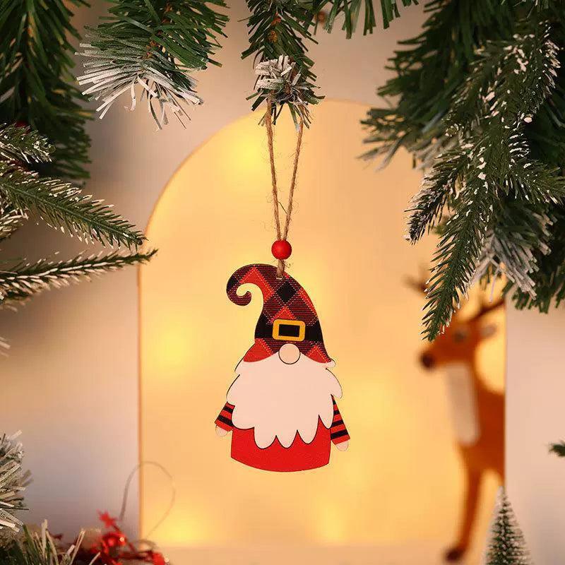 Wooden Faceless Elderly Pendant | Unique Christmas Tree Decoration - ClubOn