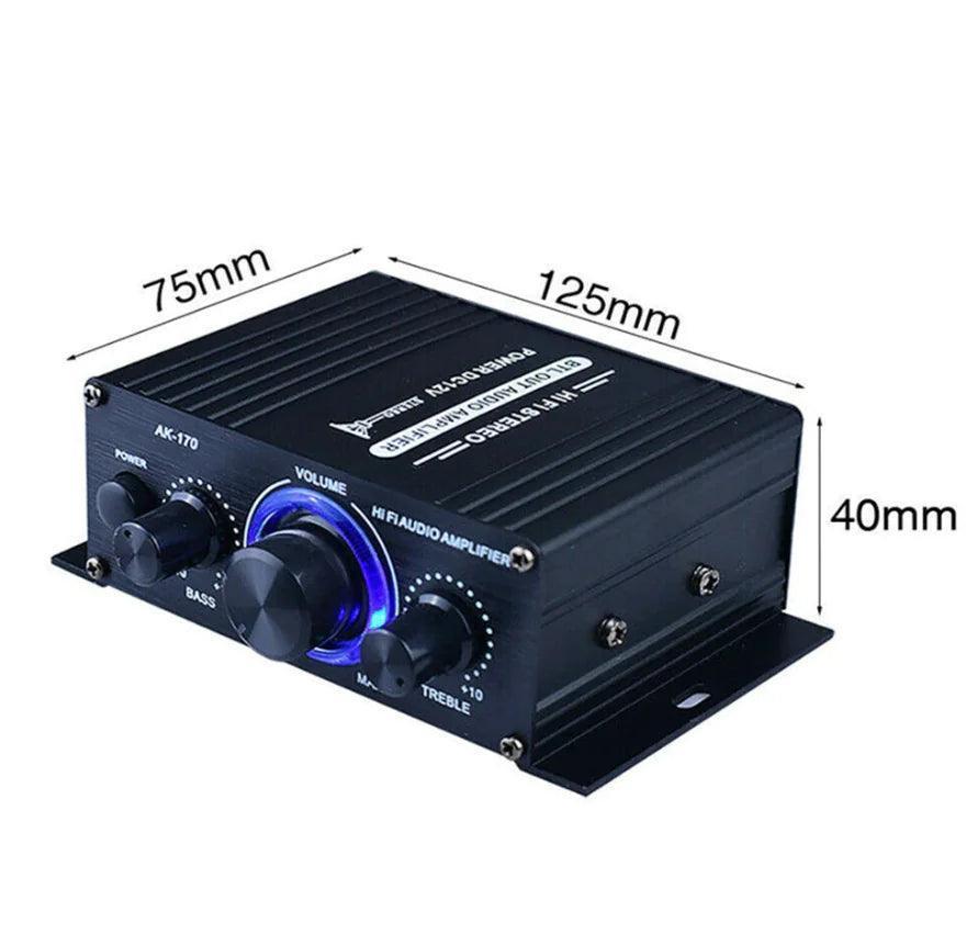 400W 12V 2 Channel Powerful Stereo Audio Power Amplifier HiFi Bass Amp Car Home - ClubOn