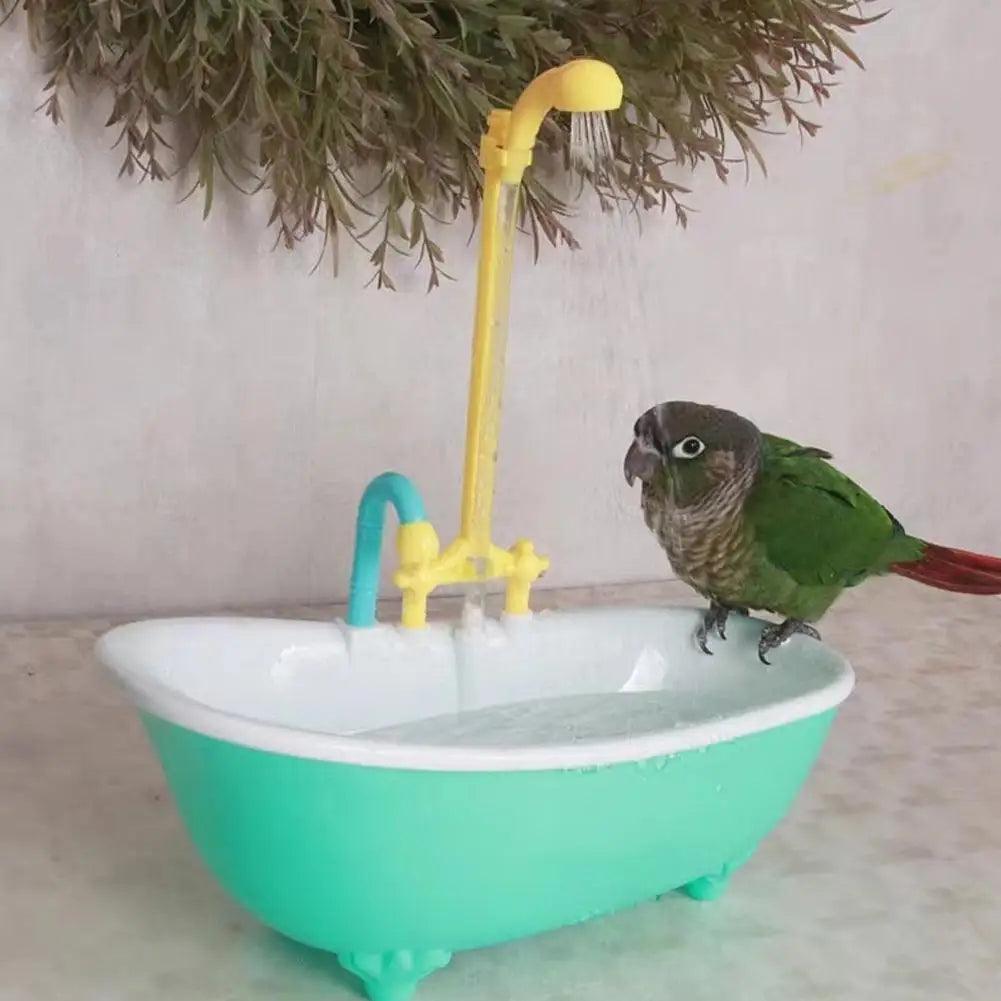 Parrot Automatic Intelligent Bird Bath – Cute Blue Plastic Cage Accessory for Birds - ClubOn
