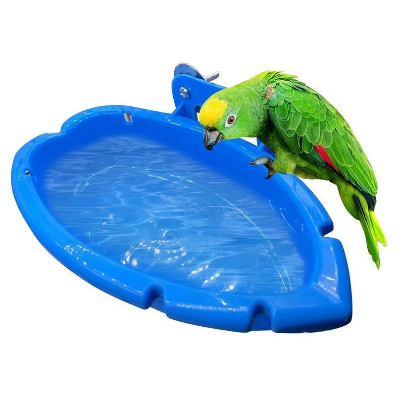 Multifunction Parrot Food Tray & Blue Bathtub – Animal Cage Standing Shower Box - ClubOn