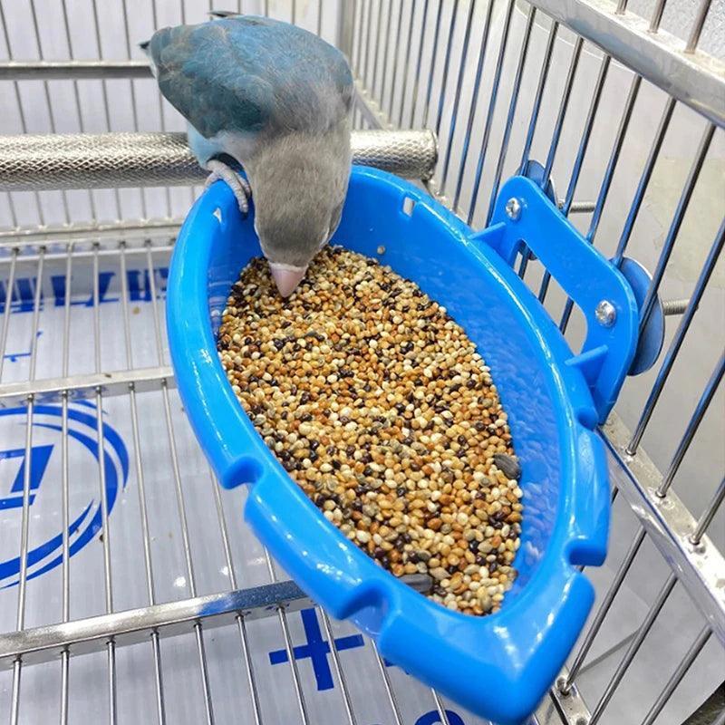 Multifunction Parrot Food Tray & Blue Bathtub – Animal Cage Standing Shower Box - ClubOn