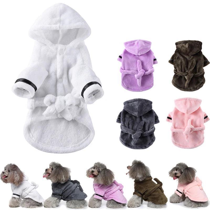 Pet Dog Bathrobe with Hood | Soft Drying Towel for Dogs & Cats - ClubOn
