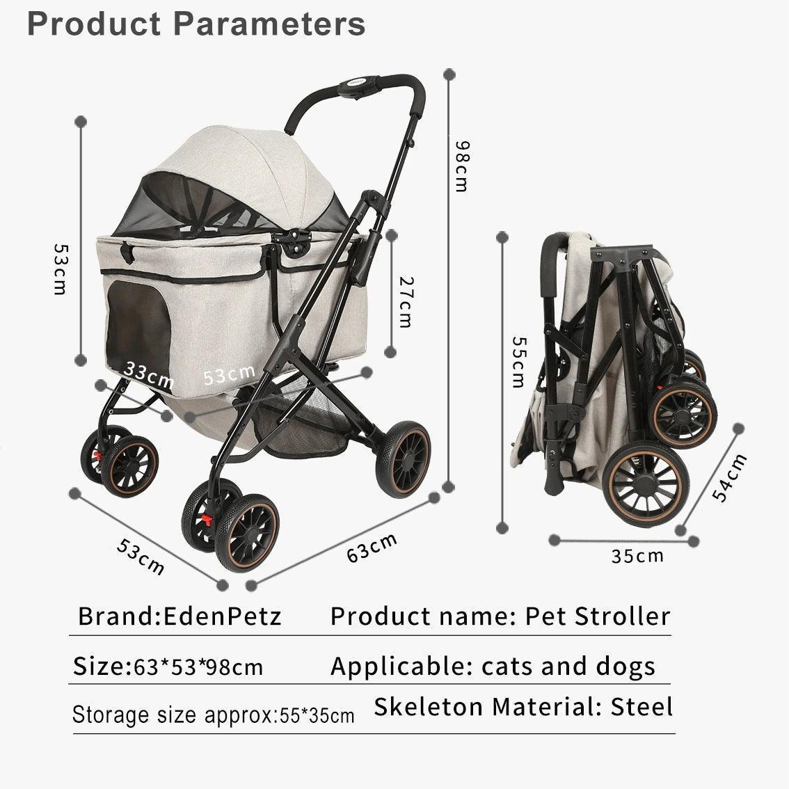 Foldable Pet Stroller | Outdoor Travel Carrier for Dogs & Cats - ClubOn