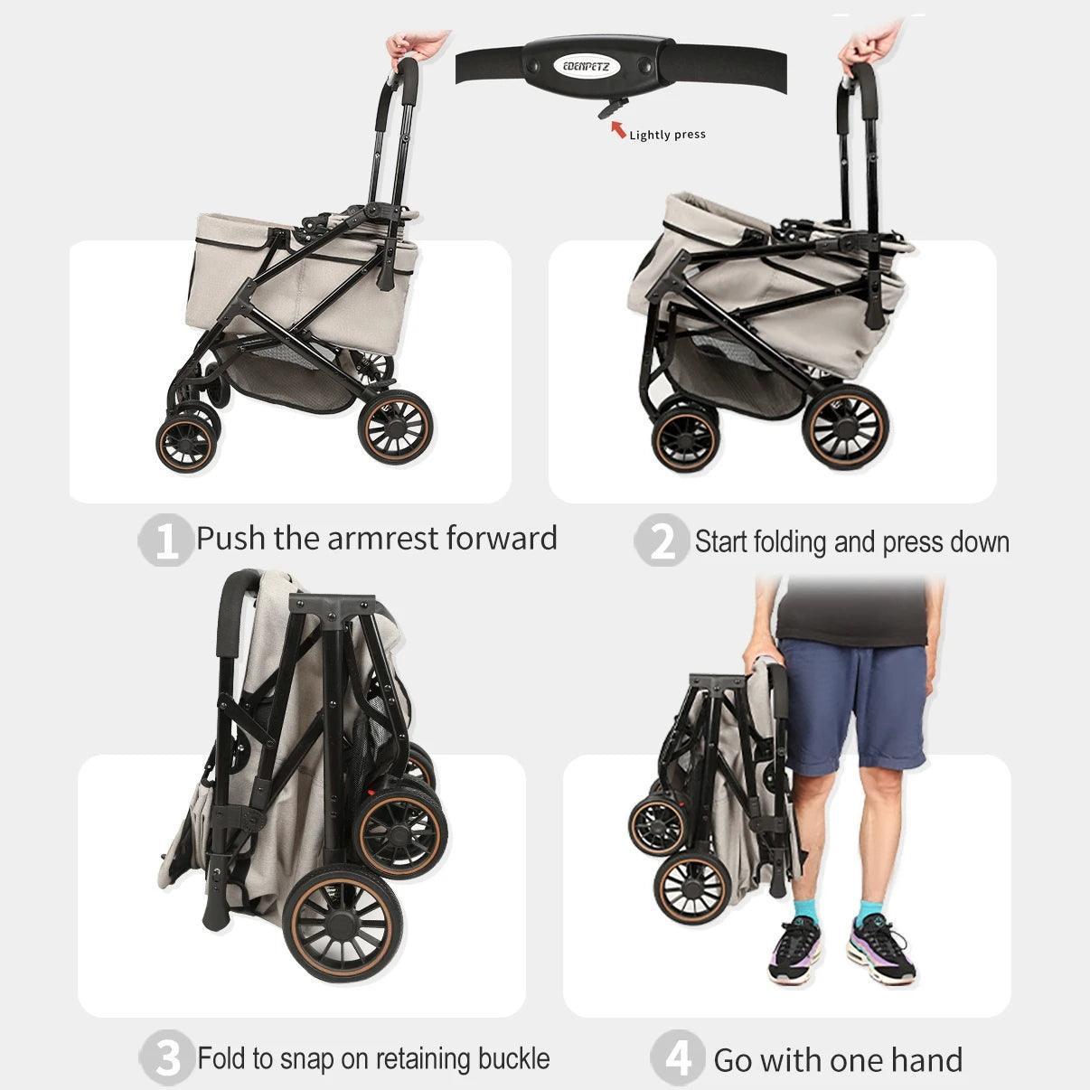 Foldable Pet Stroller | Outdoor Travel Carrier for Dogs & Cats - ClubOn