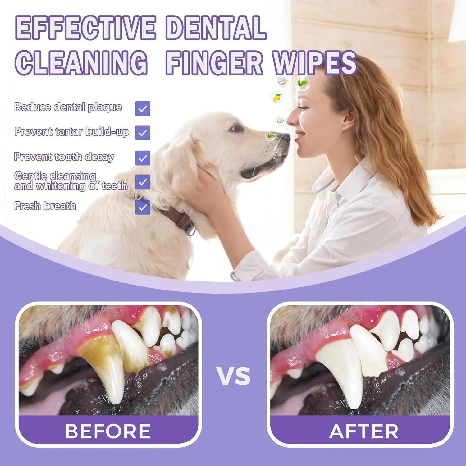 Pet Dental Finger Wipes | Plaque Removal for Dogs & Cats - ClubOn