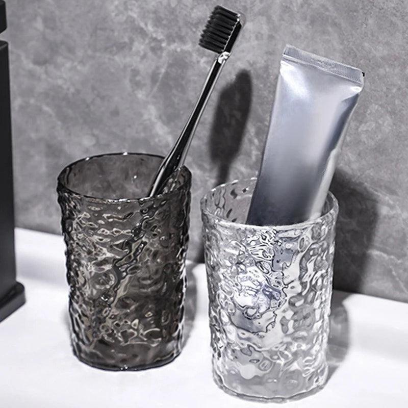 Plastic Mouthwash Toothbrush Cup with Handle – Portable Transparent Bathroom Tumbler - ClubOn