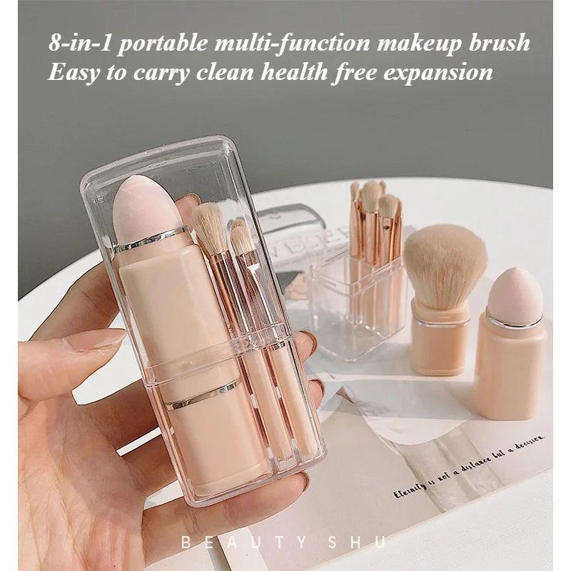8pcs Portable Travel Makeup Brush Set - Soft Bristles - ClubOn