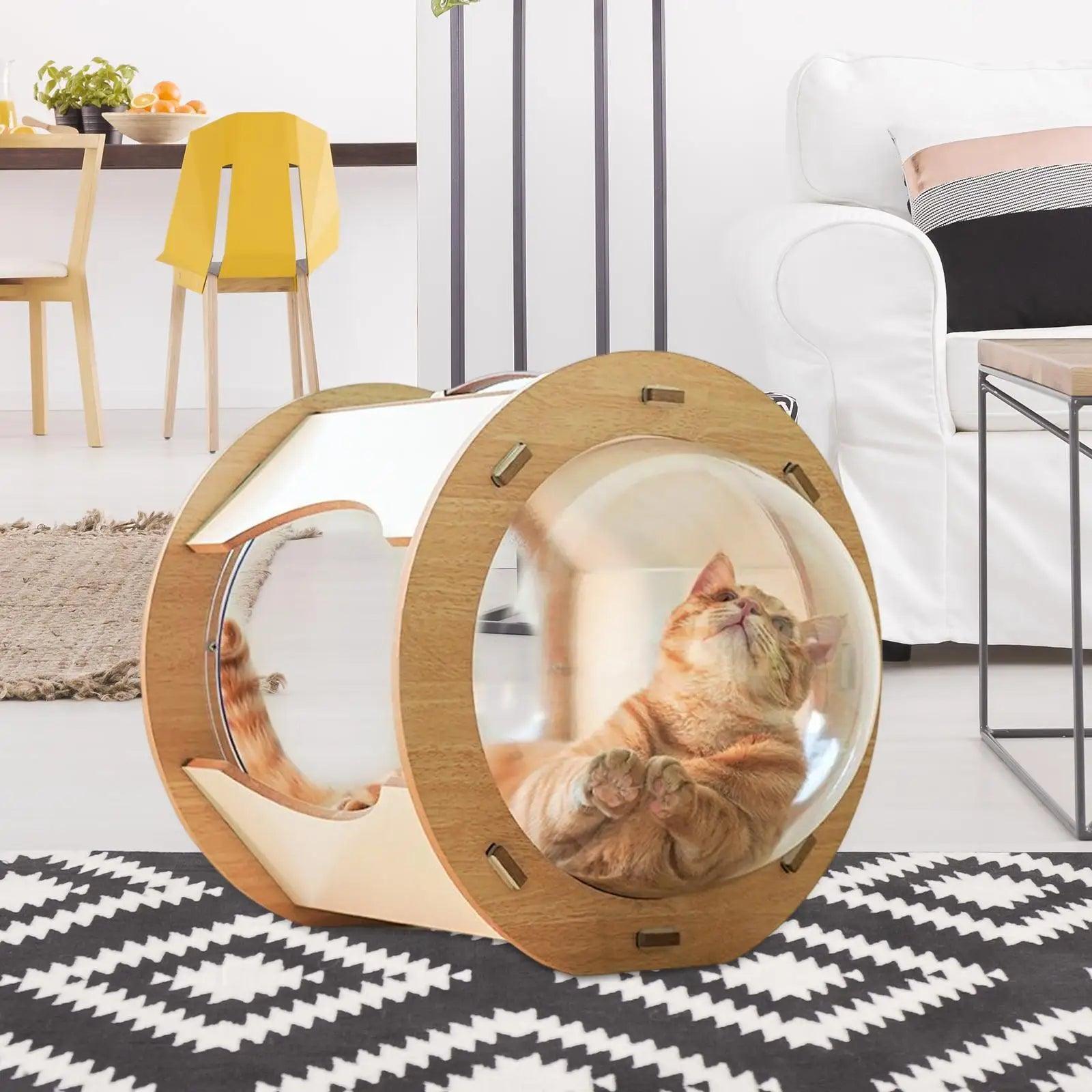 Portable Spaceship Shaped Cat Bed | Pet House with Cushion - ClubOn
