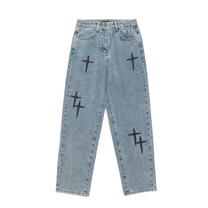 Men's Streetwear Prints Jeans - Baggy Wide Leg Cargo Pants - ClubOn