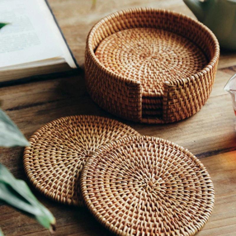 Handmade Rattan Round Coaster – Heat Insulation Pot Mat & Tea Ceremony Placemat - ClubOn