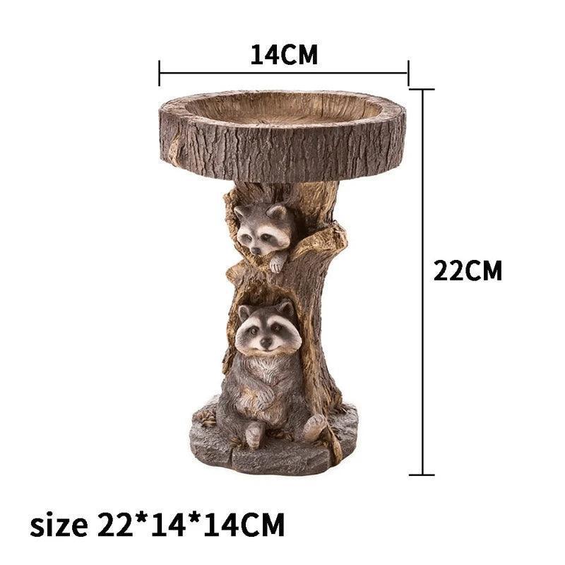 Resin Raccoon Birdbath – Antique Polyresin Bird Bath for Home Garden & Yard - ClubOn