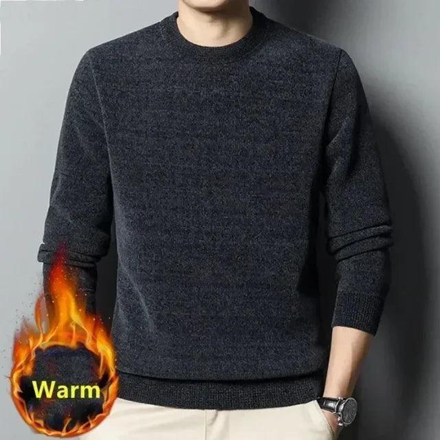 Men's Thickened Fleece Sweater - Oversize Knit Pullover - ClubOn