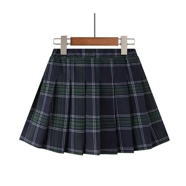 Spring Preppy Pleated Skirt for Girls – All-Season Casual School Skirt - ClubOn