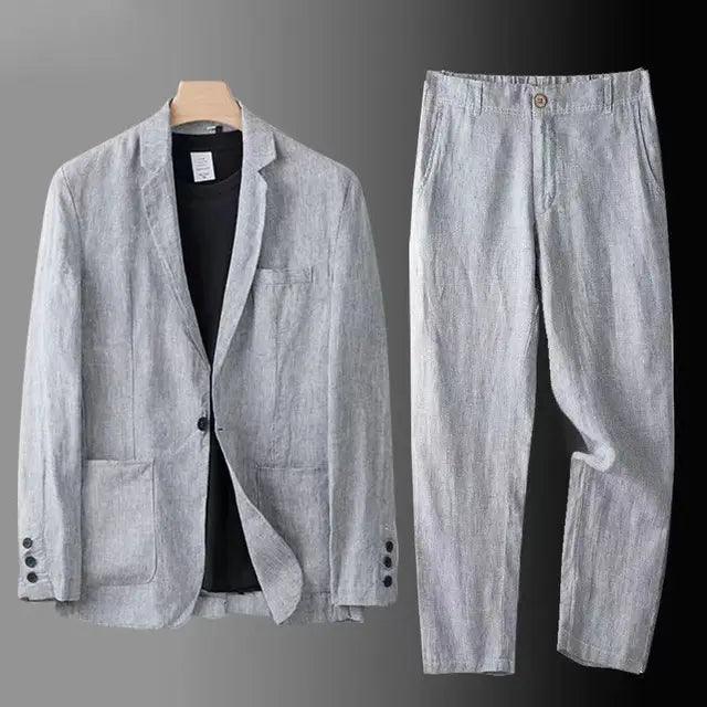 Men's Linen Blazer & Pants Set - Slim Fit Casual Suit - ClubOn