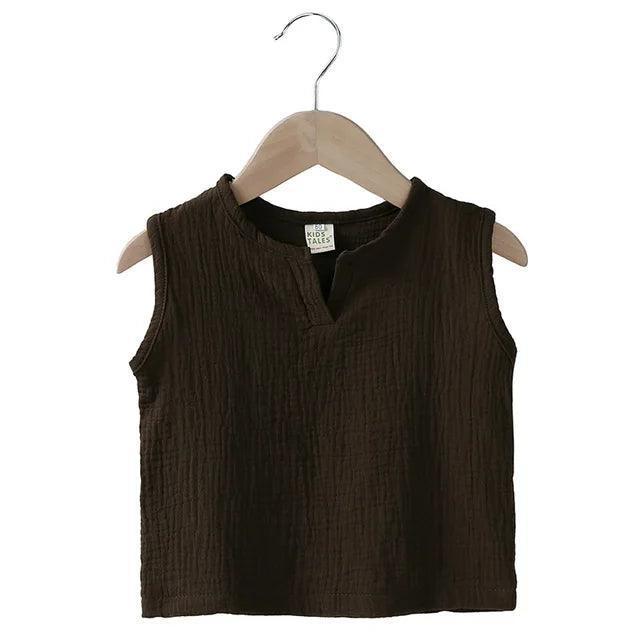 Summer Linen Cotton Vest for Kids | Casual Sleeveless Tops - ClubOn