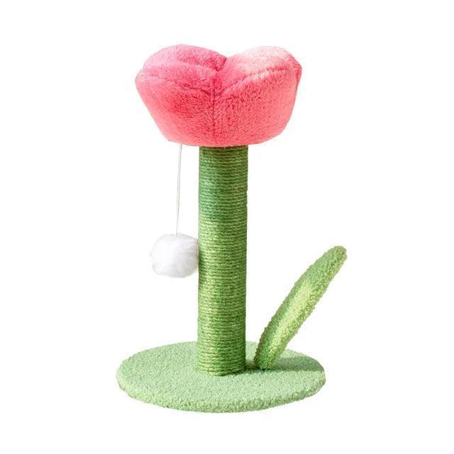 Tulip Shape Cat Scratcher Tree | Sisal Rope Post with Toys - ClubOn