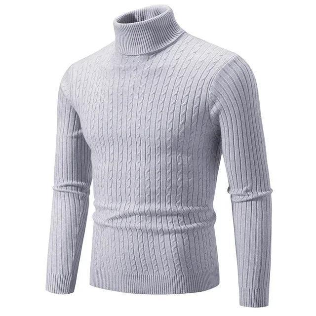 Men's High Neck Knitted Sweater Pullover - Warm Casual Knitwear for Men - ClubOn