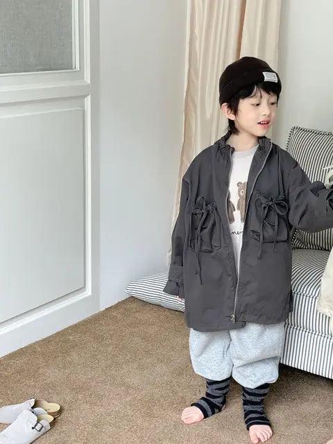 Boys & Girls Trench Jacket - Autumn Zip-Through Windbreaker - ClubOn